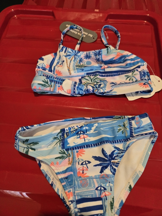 Other - Girls Blue Tropical Print Two-Piece Swim Set